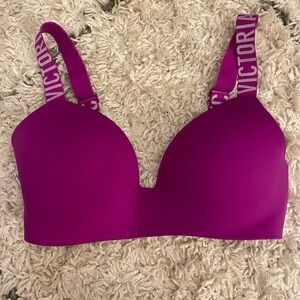 victoria’s secret wireless t-shirt bra pink purple women's